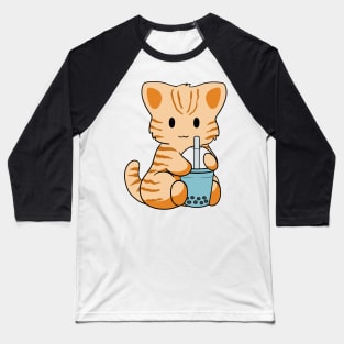 Tabby Cat Bubble Tea Baseball T-Shirt